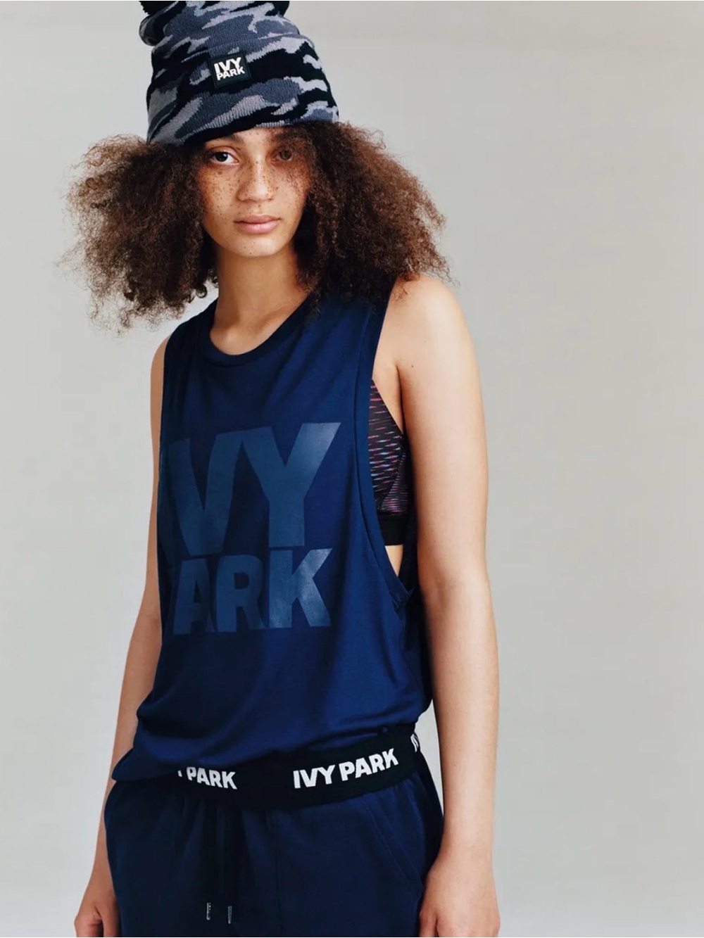 Women’s Crew Neck IVY PARK Navy Blue Logo Muscle Tank